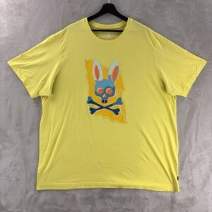Psycho Bunny Graphic T Shirt Mens Size 3XL Yellow Pima‎ Cotton Tee